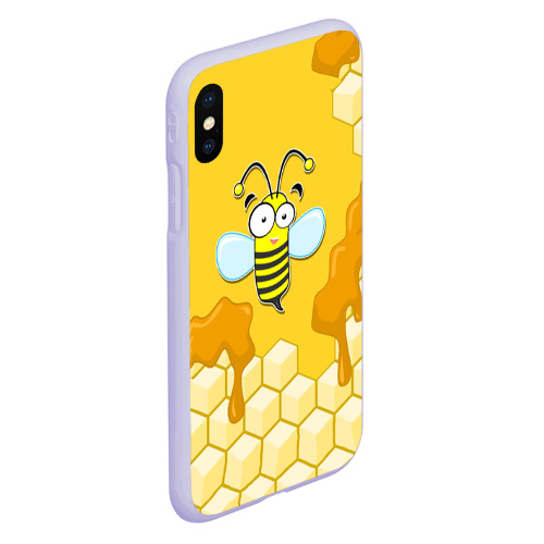 Чехол для iPhone XS Max матовый Пчелка, цвет светло-сиреневый - фото 3