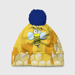 Шапка 3D c помпоном Пчелка