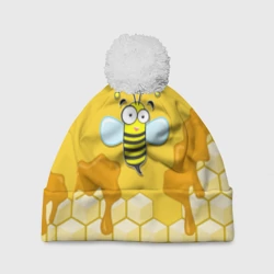 Шапка 3D c помпоном Пчелка