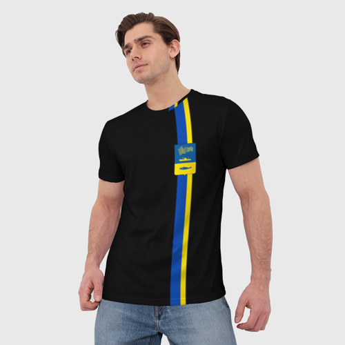 Мужская футболка 3D Герб Мурманска на черном, цвет 3D печать - фото 3