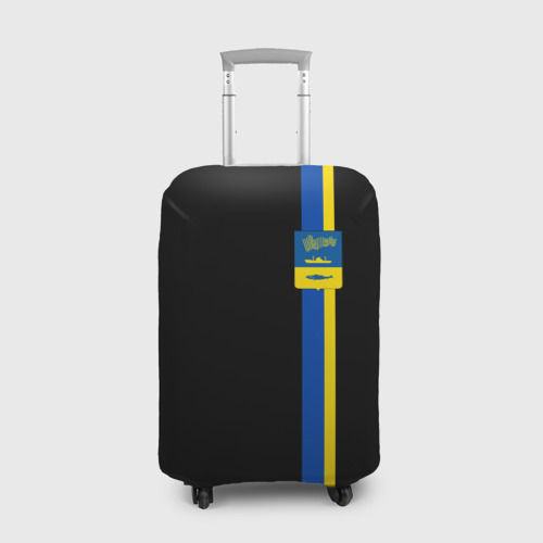 Чехол для чемодана 3D Герб Мурманска на черном, цвет 3D печать