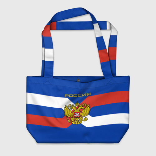 Пляжная сумка 3D Герб России на флаге полосами