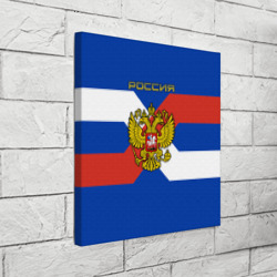 Холст квадратный Герб России на флаге полосами - фото 2