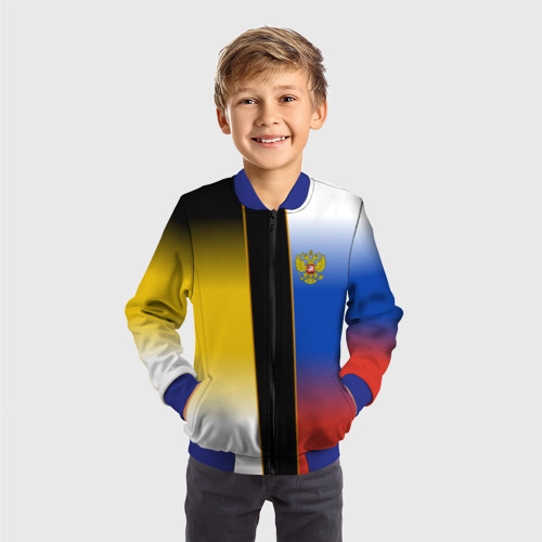 Детский бомбер 3D Флаги Российской Империи, цвет синий - фото 4