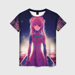 Женская футболка 3D Asuka in space. Evangelion