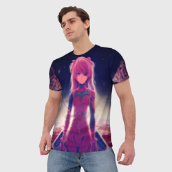 Мужская футболка 3D Asuka in space. Evangelion - фото 2