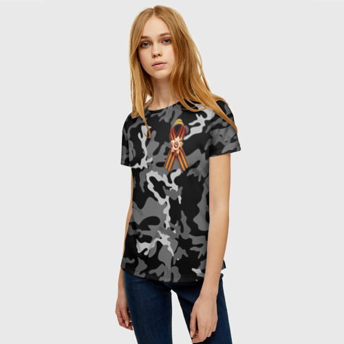 Женская футболка 3D с принтом Орден Отечественной Войны и георгиевская лента, фото на моделе #1