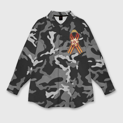 Мужская рубашка oversize 3D с принтом Орден Отечественной Войны и георгиевская лента, вид спереди #2