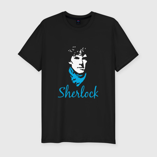 Мужская футболка хлопок Slim Шерлок, цвет черный