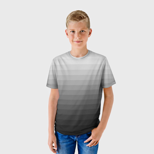 Детская футболка 3D с принтом Серые полосы, фото на моделе #1