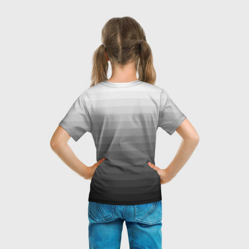 Детская футболка 3D с принтом Серые полосы, вид сзади #2