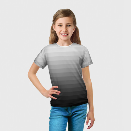Детская футболка 3D с принтом Серые полосы, вид сбоку #3