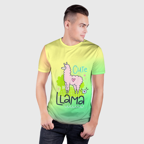 Мужская футболка 3D Slim Lama, цвет 3D печать - фото 3