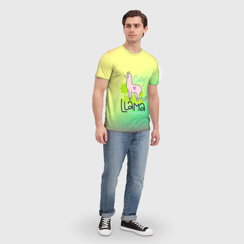Мужская футболка 3D с принтом LAMA, вид сбоку #3