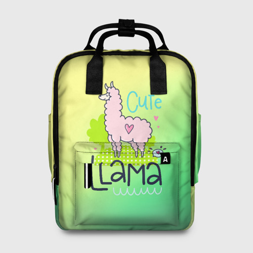 Женский рюкзак 3D с принтом LAMA, вид спереди #2