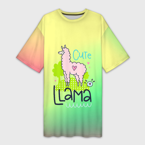 Платье-футболка 3D Lama, цвет 3D печать