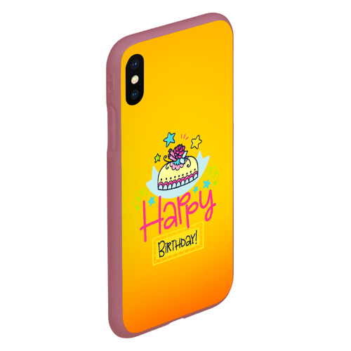 Чехол для iPhone XS Max матовый С днем рождения!, цвет малиновый - фото 3