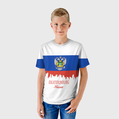 Детская футболка 3D Флаг РФ с гербом Екатеринбурга, цвет 3D печать - фото 3