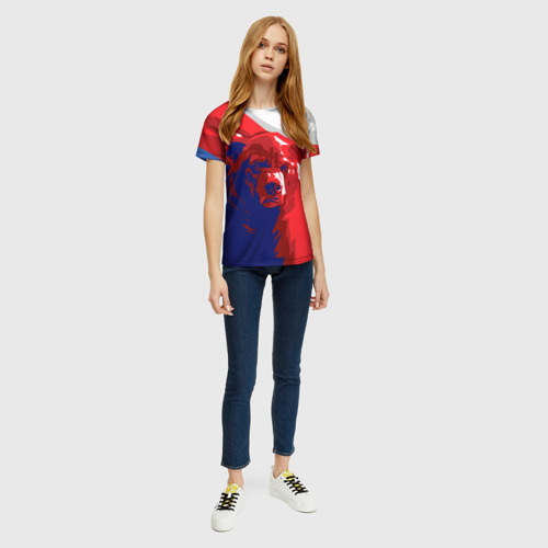 Женская футболка 3D с принтом Российский медведь, вид сбоку #3