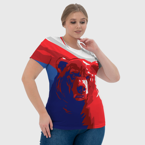 Женская футболка 3D с принтом Российский медведь, фото #4
