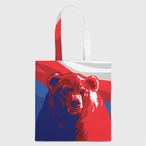 Шоппер 3D с принтом Российский медведь, вид спереди #2