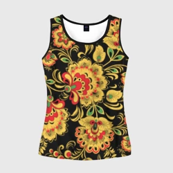 Женская майка 3D Хохлома - цветочные узоры