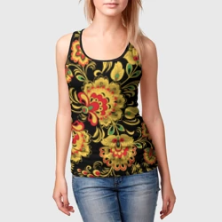 Женская майка 3D Хохлома - цветочные узоры - фото 2