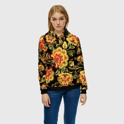 Женская толстовка 3D Хохлома - цветочные узоры - фото 2