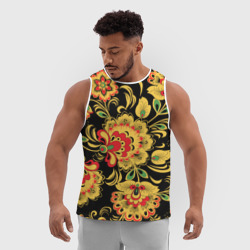 Мужская спортивная майка 3D Хохлома - цветочные узоры - фото 2