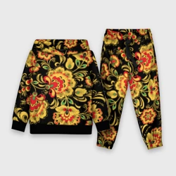 Детский костюм с толстовкой 3D Хохлома - цветочные узоры