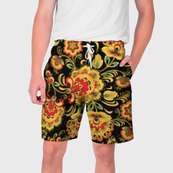 Мужские шорты 3D Хохлома - цветочные узоры