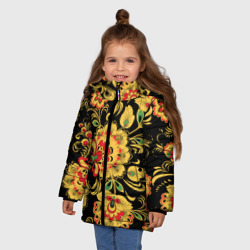 Зимняя куртка для девочек 3D Хохлома - цветочные узоры - фото 2