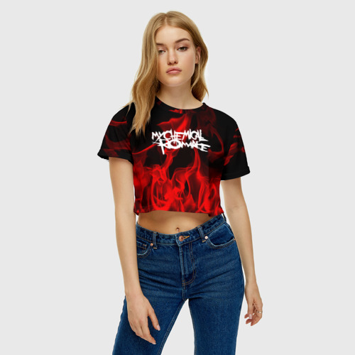 Женская футболка Crop-top 3D My Chemical Romance, цвет 3D печать - фото 4
