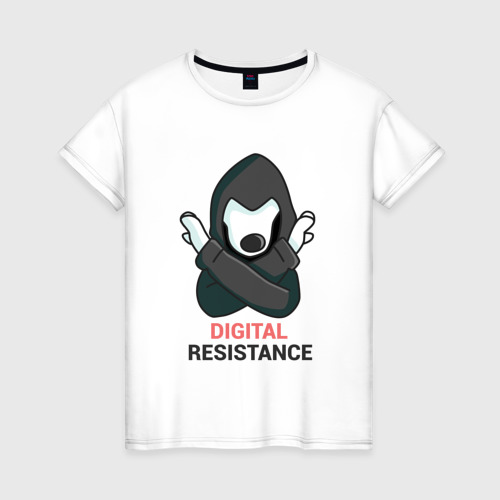 Женская футболка хлопок Digital Resistance Dog, цвет белый