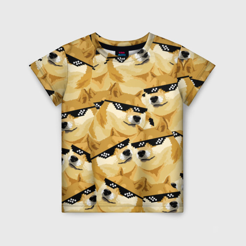 Детская футболка 3D Doge мем в deal with it очках, цвет 3D печать