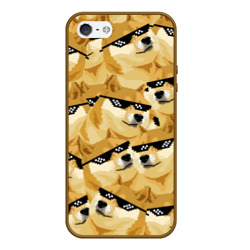 Чехол для iPhone 5/5S матовый Doge мем в deal with it очках