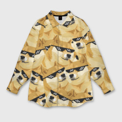 Мужская рубашка oversize 3D Doge мем в deal with it очках