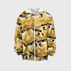 Детская куртка 3D Doge мем в deal with it очках