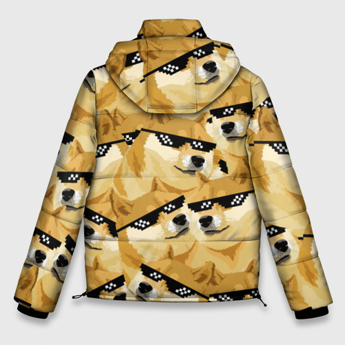 Мужская зимняя куртка 3D с принтом Doge мем в deal with it очках, вид сзади #1