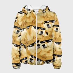 Женская куртка 3D Doge мем в deal with it очках