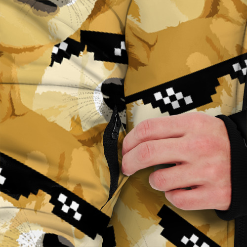 Мужская зимняя куртка 3D с принтом Doge мем в deal with it очках, вид сбоку #3