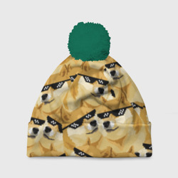 Шапка 3D c помпоном Doge мем в deal with it очках