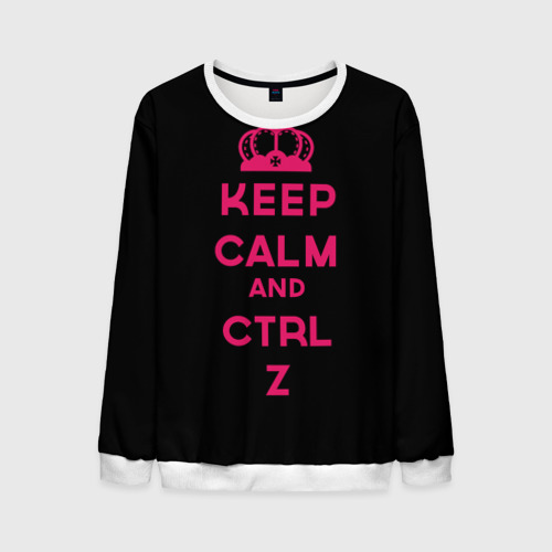 Мужской свитшот 3D Keep calm and ctrl z, цвет белый