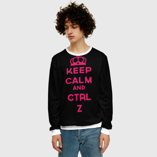 Мужской свитшот 3D Keep calm and ctrl z, цвет белый - фото 3