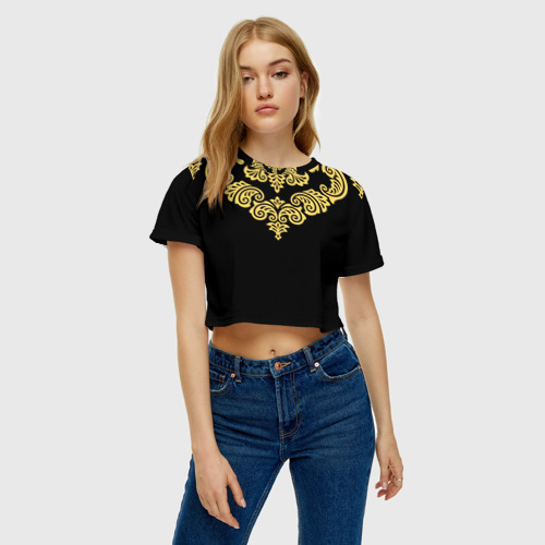 Женская футболка Crop-top 3D ЗОЛОТОЙ СТИЛЬ, цвет 3D печать - фото 3