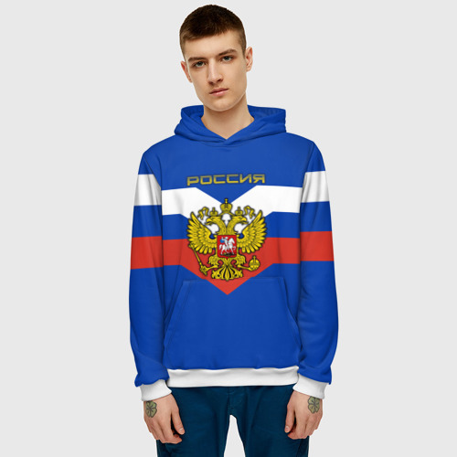 Мужская толстовка 3D Флаг Российской Федерации, цвет белый - фото 3