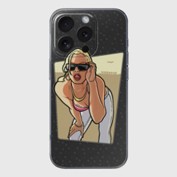 Чехол для iPhone 16 Pro силиконовый с защитой камеры GTA SA - Девушка в очках