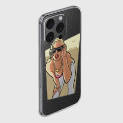 Чехол для iPhone 16 Pro силиконовый с защитой камеры GTA SA - Девушка в очках - фото 2