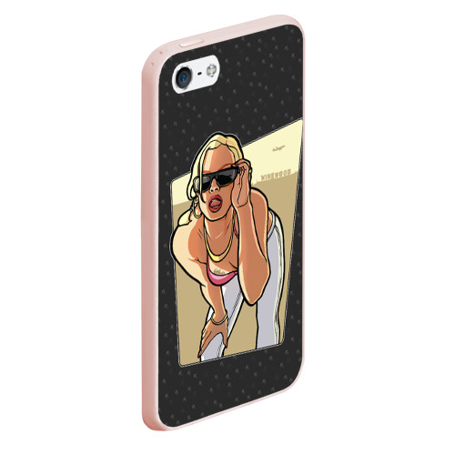 Чехол для iPhone 5/5S матовый GTA SA - Девушка в очках, цвет светло-розовый - фото 3