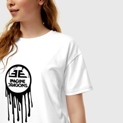 Женская футболка хлопок Oversize Imagine Dragons растекающееся лого, цвет белый - фото 3